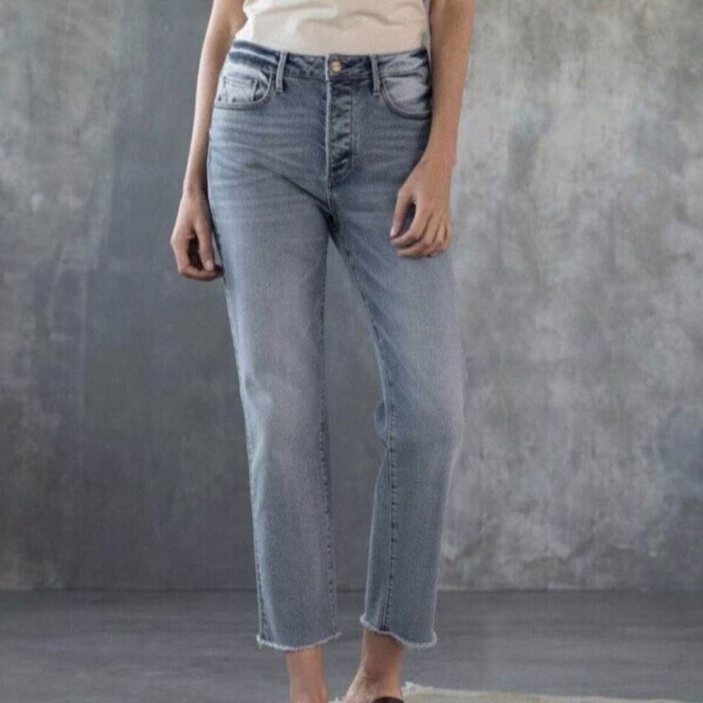 Driftwood Meg Gold Rush Straight Leg Button Fly Raw Hem Jeans